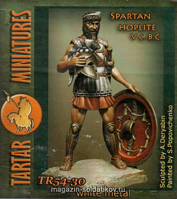 Сборная миниатюра из металла Spartan Hoplite 54mm Tartar Miniatures