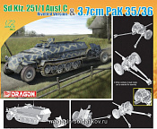 Сборная модель из пластика Д БТР Sd.Kfz.251 Ausf.C + 3.7cm PaK 35/36 (1/72) Dragon - фото
