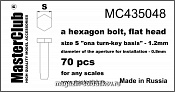 Аксессуары из смолы Плоская головка болта, размер под ключ -1.2mm;диаметр отверстия для монтаж 1/35 MasterClub - фото
