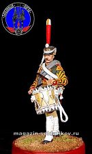 Сборная миниатюра из металла Барабанщик лейб гвардии Семёновского полка 1812 г, 1:30, Оловянный парад - фото