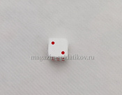 Кубик D6, 10 мм. Белый с красными точками в блистере - фото