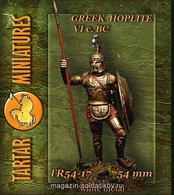 Сборная миниатюра из смолы Greek Hoplite 54mm Tartar Miniatures