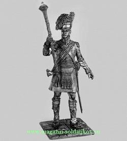 Миниатюра из олова Тамбур-мажор шотландского 92-го полка Гордона, 1815 г., 54 мм, Россия