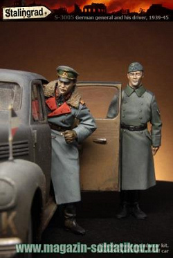 Сборная миниатюра из смолы Немецкий генерал и водитель, 1/35, Stalingrad