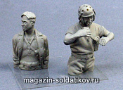 Сборная миниатюра из смолы Американские танкисты ВВ2 (летние), 2 бюста (1/35) 5.45 - фото