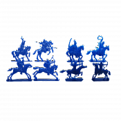 Солдатики из пластика Конные половцы, Полный комплект (8 шт, синий цвет) Набор в коробке, Воины и битвы - фото