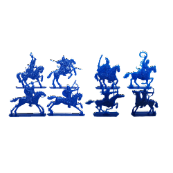 Солдатики из пластика Конные половцы, Полный комплект (8 шт, синий цвет) Набор в коробке, Воины и битвы