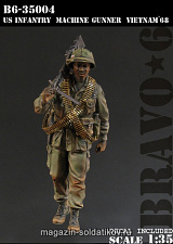 Сборная миниатюра из смолы U.S. Infantry Machine Gunner, Vietnam '68, (1/35), Bravo 6 - фото