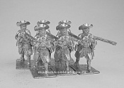 Сборные фигуры из металла Шведские мушкетеры стреляют, 6 фигур, 28 мм, 1704 - фото