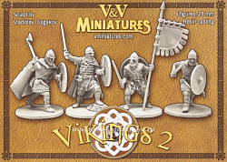 Сборная миниатюра из смолы Викинги, набор №2, 4 фигуры, 28 мм, V&V miniatures