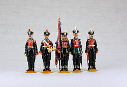 Солдатики из металла окрашенные Лейб-Гвардии Семеновский полк 1914, набор 5 шт, 1:32, Гвардейскiй поход