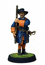 Сборная миниатюра из металла Мушкетер. Гвардия. Голландия. 1701 г (40 мм) Драбант - фото