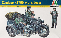 Сборная модель из пластика ИТ Мотоцикл Zundapp KS 750 с коляской (1/35) Italeri