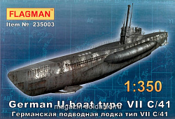 Сборная модель из пластика ФЛ 235003 Германская подводная лодка тип VII С/41 (1/350) Flagman