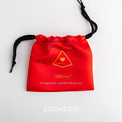 Тканевый мешок с печатью (красный), 15*15, на шнурке - фото