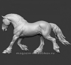 Сборная миниатюра из смолы Лошадь №17 - Шайр, 54 мм, Chronos miniatures