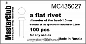 Аксессуары из смолы Плоская заклепка, диаметр-1.0mm;диаметр отверстия для монтажа-0.8mm;100 шт 1/35 MasterClub - фото