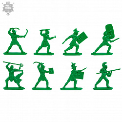 Солдатики из пластика Гладиаторы , 54 мм ( 8 шт, цвет-зеленый, пластик, б/к), Воины и битвы