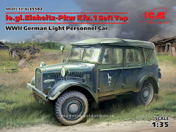Сборная модель из пластика le.gl.Einheitz-Pkw Kfz.1 с тентом, Германский легкий внедорожный автомобиль ІІ МВ (1/35) ICM