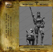 Сборная фигура из смолы Девушка постапокалипсиса с боевым псом ( 2 Ф), 1/35 Mercury Models - фото