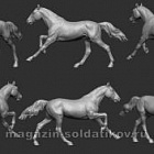 Сборная миниатюра из смолы Лошадь №19 - Немецкий рысак, 54 мм, Chronos miniatures