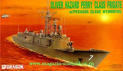 Сборная модель из пластика Д Корабль Oliver Hazard Perry Class Frigate w/Pegasus Class Hydrofoil (1/700) Dragon