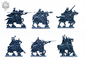 Солдатики из пластика Тевтонский орден. Конные рыцари (6шт, цвет - синий металлик, б/к), Воины и битвы - фото