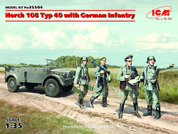 Сборная модель из пластика Horch 108 Typ 40 с немецкой пехотой (1/35) ICM