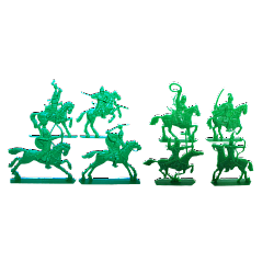 Солдатики из пластика Конные половцы, Полный комплект (8 шт, зеленый цвет) Набор в коробке, Воины и битвы