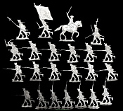 Миниатюра из металла Прусские мушкетеры в атаке, Семилетняя война, 30 мм, Berliner Zinnfiguren - фото