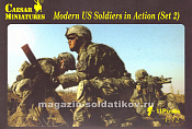 Солдатики из пластика Современные американские солдаты в бою, набор №2 (1/72) Caesar Miniatures - фото