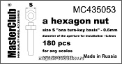 Аксессуары из смолы Стандартная гайка, размер под ключ -0.6mm диаметр отверстия для монтажа 1/35 MasterClub - фото