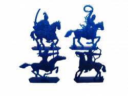 Солдатики из пластика Конные половцы. Выпуск 2, 54 мм (4 шт, цвет-синий, без кор), Воины и битвы