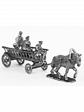 Миниатюра из олова 785 РТ Композиция с махновцами (телега-лошадь+4фигурки), 54 мм, Ратник - фото