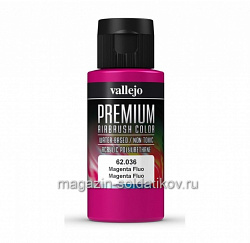 Краска акрил-уретановая Vallejo Premium, Маджента флуоресцентная 60 мл, Vallejo Premium