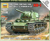 Сборная модель из пластика Советский танк КВ-1 с пушкой Ф-З2 (1/100) Звезда - фото