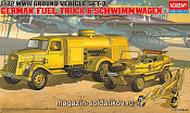 Сборная модель из пластика Немецкие автомобили бензозаправщик и Volkswagen Тип 166 (Schwimmwagen) 1:72 Академия - фото