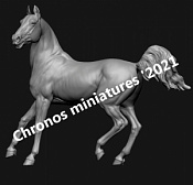 Сборная миниатюра из смолы Лошадь №20 - Мустанг, 54 мм, Chronos miniatures - фото