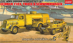 Сборная модель из пластика Немецкие автомобили бензозаправщик и Volkswagen Тип 166 (Schwimmwagen) 1:72 Академия