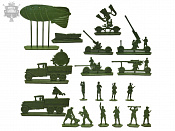 Солдатики из пластика Наша армия ПВО (19 шт, хаки, пластик, б/к), 40 мм, Воины и битвы - фото