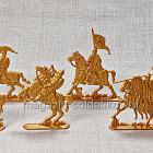 Солдатики из пластика Русские конные витязи (6 шт, пластик, золотой) Воины и битвы (6 шт.)
