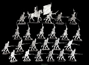 Миниатюра из металла Прусские фузилеры, идущие на штурм, Семилетняя война, 30 мм, Berliner Zinnfiguren - фото