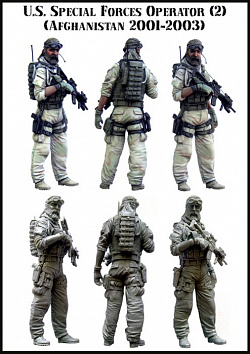 Сборная фигура из смолы ЕМ 35047 Американский спецназовец. Афганистан 2001-2003. 2, 1/35 Evolution