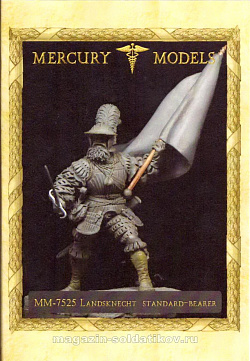 Сборная фигура из смолы Landsknecht standard-bearer, 75 mm. Mercury Models