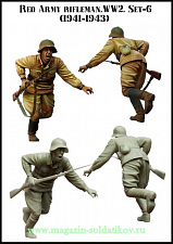 Сборная миниатюра из смолы ЕМ 35096 Советский пехотинец в бою (1941-43 гг.), 1/35 Evolution - фото