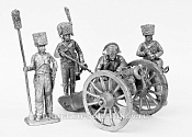 Миниатюра из олова 600 РТ Комплект (гаубица+Наполеон+3 фигурки расчета) 54 мм, Ратник - фото