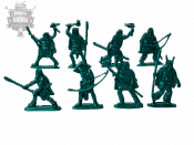 фигурки из пластика Кроманьонцы, 54 мм ( 8 шт, цвет -бирюзовый, б/к), Воины и битвы - фото