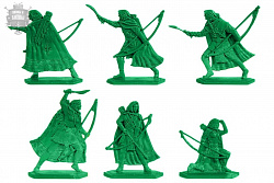 Солдатики из смолы Лучники Армландии (6 шт, цвет - зеленый, пластик, б/к), Воины и битвы