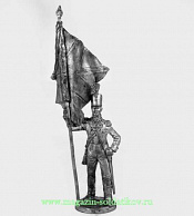 Миниатюра из олова Английский офицер-знаменосец , 54 мм, Россия - фото