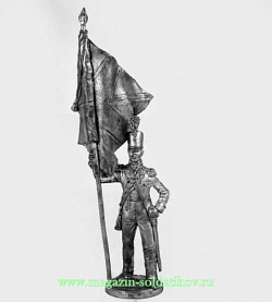 Миниатюра из олова Английский офицер-знаменосец , 54 мм, Россия
